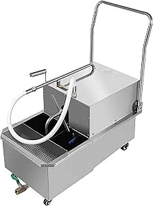 55 L /14.5 Gal Commercial Mobile Fryer Filter Machine/Oil Filter Truck, 550W Deep Fryer Oil Filter, Fryer Filter Frying Oil Filtering System for Supermarket Restaurant Canteen