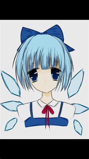 ⑨的绘画过程 第一次画东方同人画的不好请见谅(´-ω-`)#绘画过程 #东方project #琪露诺#琪露诺的完美算术教室