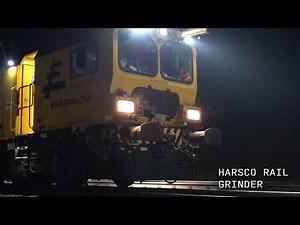 Grinding rails with ANDRE grinding wheels on HARSCO rail grinder.