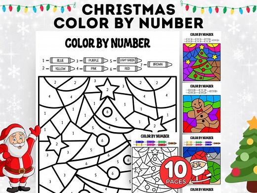 Christmas Color by Number, Christmas Coloring Pages, Christmas Coloring Book, Christmas Homeschool Activities, Printable - Etsy