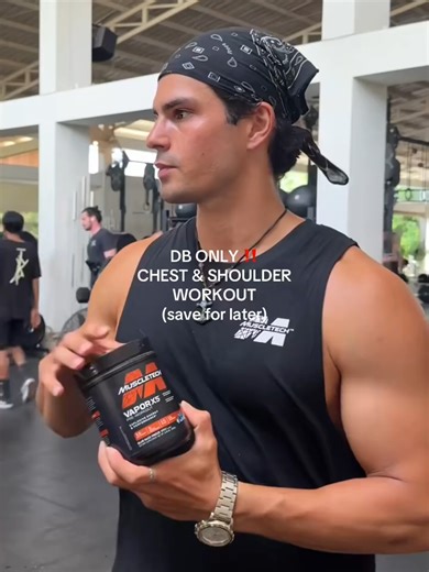 🔥 Chest & Shoulder Dumbbell Workout Ready to sculpt your chest and shoulders using just dumbbells? This quick, intense dumbbell workout targets every angle to maximize growth and strength. Pair it with MuscleTech’s Muscle Peptide 185 to boost muscle protein synthesis, as well as enhance muscle repair and recovery. #dumbbell #workout #muscletech #athlete #peptide #musclegrowth #strength #repair #recovery