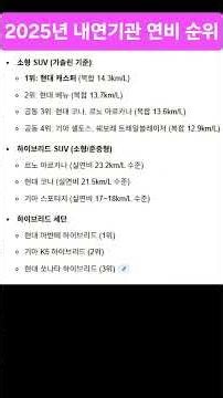 #2025년도 연비 1위 자동차. #자동차....