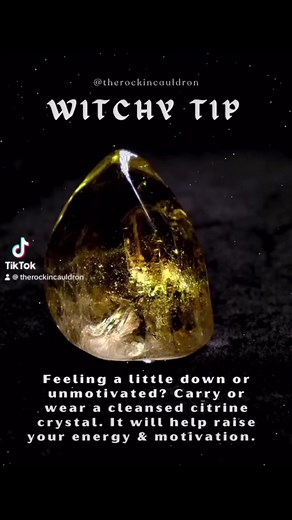 1.9K views · 72 reactions | We LOVE Citrine, do you? #witchytips #citrine #motivation #energyboost #crystals #crystalhealing #magic #witchtok #spell #incantation #goodvibes #spiritualtok #blessed #tiktok #witchlife #oldmagic #voiceeffects #positivevibes #love #abundance #money #blessed | The Rockin Cauldron | Facebook