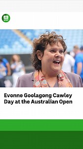 Today is the first Evonne Goolagong Cawley Day at the Australian Open! 🎾 The event’s annual celebration of First Nations culture has now been renamed in honour of the fourteen-time grand slam winner, and she says it’s quite emotional for her to receive the recognition — topped off with artwork by Bobbi Lockyer through the event grounds. Hear the Australian Open on the ABC listen app: ab.co/ABCListenApp | ABC Sport