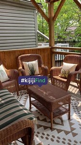 When you find the perfect pre-loved patio set that matches your adorable plant pillows for ONLY $200 >>>> Staying here until the end of summer, k thanks! ☀️ Find patio furniture on the Kijiji app 👉 https://shorturl.at/DNT25 | Kijiji