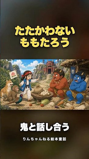 たたかわない桃太郎｜きびだんごで鬼と仲直り｜ももたろう 読み聞かせ絵本 #shorts