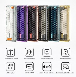 Mojo68 programmable mechanical keyboard with transparent casing