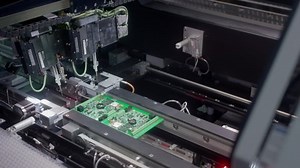 The fourth industrial revolution. Electronic circuit board production. Automated Circut Board machine Produces Printed digital electronic board. Electronics contract manufacturing. High-tech