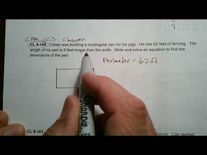 CPM CC3 Chapter 9 Closure #9-160 (Writing an equation to solve a word problem)