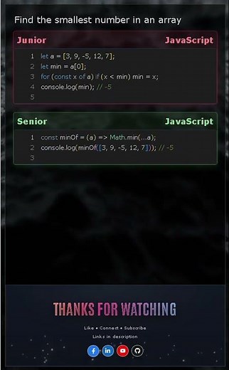 Find Min in JavaScript | Junior vs Senior (Loop vs Math.min)