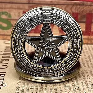 Black Obsidian Scrying Mirror, Obsidian Feng Shui Mirror, Witches Mirror Presents, Witchcraft kit Divination Tools (Pocket Watch-6)