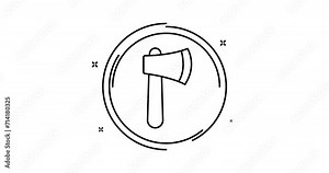 axe animated outline icon with alpha channel. axe rotation appearance 4k video animation for web, mobile and ui design