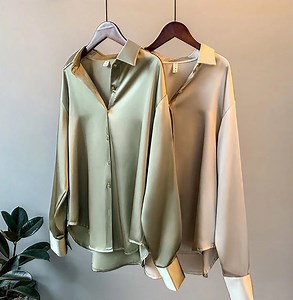 [Hot Item] Lady Long Sleeves Female Loose Street Shirts Vintage Blouse