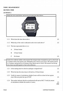 TOPIC: MEASUREMENTSECTION: TIMEACTIVITY 11.1 Study the wrist... | Filo