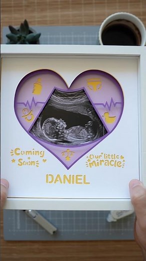 DIY Ultrasound Picture Shadowbox Frame - Baby Keepsake Papercraft | SVG Template for Cutting Machine