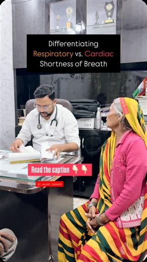 Aazer Nawab on Instagram: "When evaluating a patient with dyspnea, distinguishing between respiratory and cardiac causes is crucial. Here’s a detailed comparison to aid clinical assessment: 1. Onset • Respiratory SOB: Typically acute in conditions like asthma, COPD exacerbation, or pneumonia. Can also be chronic in progressive lung diseases. • Cardiac SOB: Often gradual, worsening over weeks to months in heart failure. Can be sudden in acute conditions like pulmonary edema or myocardial infarcti