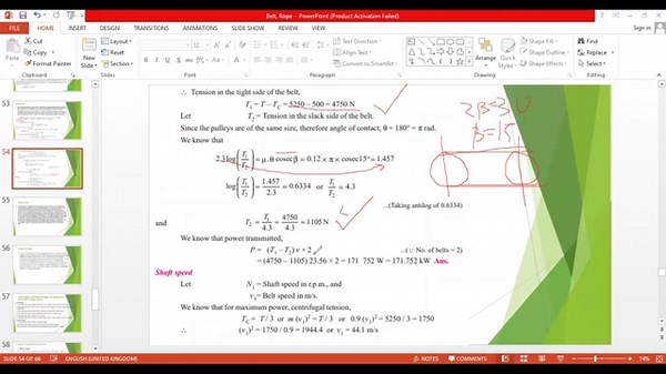 V-Belt Drives - Solved Numerical - Theory of Machines