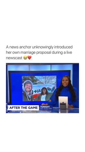 couples! 💫 on Instagram: "Local news anchor Cornelia Nicholson unknowingly introduced her own marriage proposal during a broadcast when the script she was reading suddenly shifted into a story about her real life relationship. As photos of her and boyfriend Riley Nagel appeared on screen, the realization slowly set in and moments later, Nagel walked onto the set holding flowers and a ring, getting down on one knee in front of the news desk. The unexpected on air proposal caught Nicholson comple