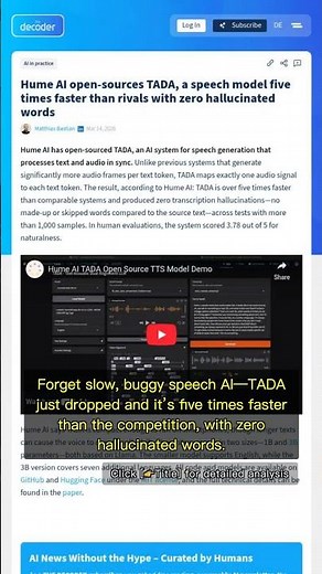 🧐👉 TADA Speech Model: 5x Faster, Zero Errors—Game Changer for Mobile AI #QixNewsAI