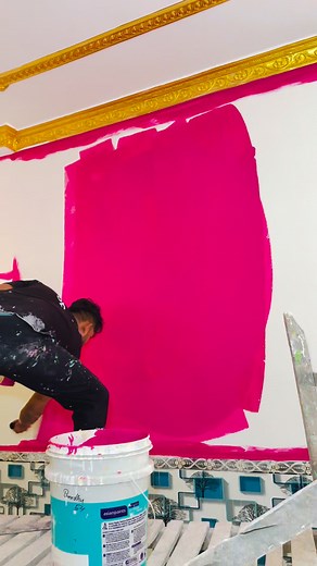 Wall painting dip pink colour fast cort bedroom 🏡 | sakil pinter