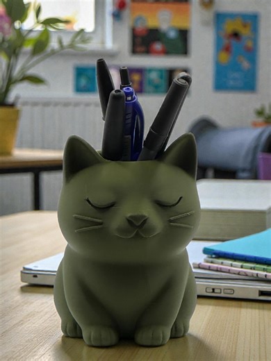Cat Pen Holder Desk Organizer – Cute 3D Printed Pencil Holder, Kawaii Office Decor, Stationery Storage, Gift for Cat Lovers - Etsy