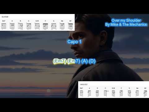 Over my Shoulder (capo 1) by Mike & The Mechanics play along with scrolling guitar chords and lyrics