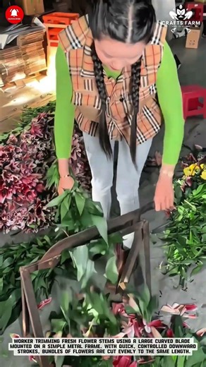 Flower Stem Cutting: Manual Trimming for Bouquet Preparation