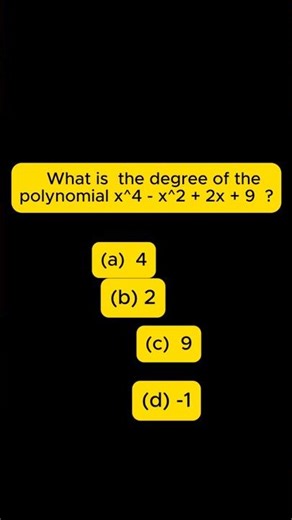 || chapter || Polynomial || mcq || find degree of Polynomial