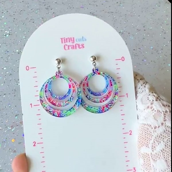 Colorful Hoop Earrings: Layered Circle Glitter Dangles Abstract Tropical Pattern and Bright Summer Style - Etsy
