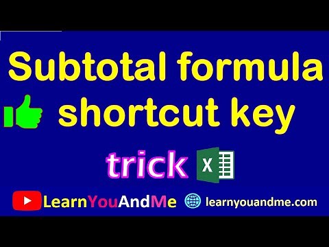 Shortcut key for SUBTOTAL formula (TRICK)