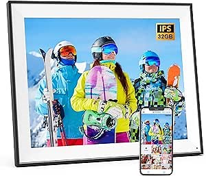 17-inch Digital Photo Frame Large - 32GB Electronic Digital Photo Frame, Dual-Wifi Digital Photo Frames, Full Function, IPS Touch Screen, Share Photo via App Email, Free Cloud, Gift for Family Friends