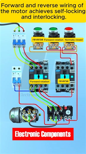 Forward and reverse wiring of the motor achieves self-locking and interlocking #fblifestyle | 𝐄𝐥𝐞𝐜𝐭𝐫𝐨𝐧𝐢𝐜 𝐂𝐨𝐦𝐩𝐨𝐧𝐞𝐧𝐭𝐬