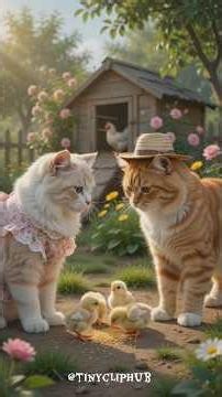 🐔🐱 Cat Couple Raises Chickens & Cooks the Freshest Omelette | Cozy Farm Morning ASMR 🌿🍳 #shorts