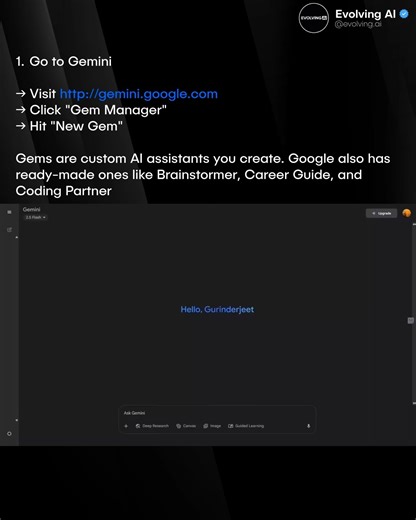 Evolving AI | 👀 Google now lets anyone build their own AI assistant without writing code. It’s free to start and works inside Gemini. You can set up a... | Instagram