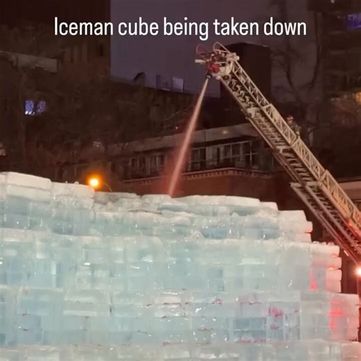 Drake’s ICEMAN structure is being melted down by the Toronto Fire Department with hot water due to safety concerns.