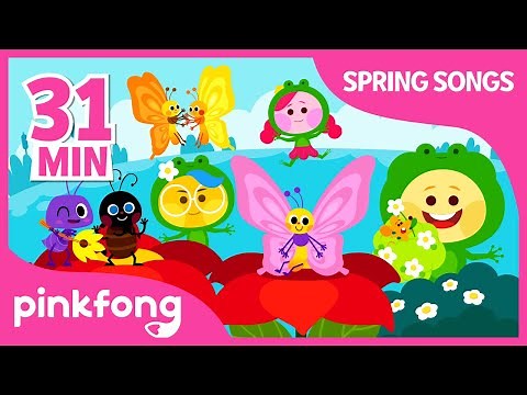 Ten Little Frog Kids and more | +Compilation | Spring Songs | Pinkfong Songs for Children
