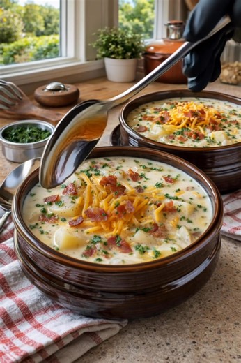Crock Pot Crack Potato Soup This rich, creamy comfort soup from deesviral is loaded with tender potatoes, melty cheese, and crispy bacon — an easy slow-cooker favorite everyone loves. Ingredients: • 6 medium potatoes, peeled and diced • 1 medium onion, diced • 4 cups chicken broth • 1 tsp garlic powder • 1 tsp onion powder | Healthy Girl Era