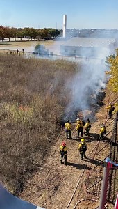 The Mound burn is underway! The prescribed burn is being done in conjunction with The Mound Foundation to remove the invasive plant species and to allow the natural prairie grass and wildflowers to thrive as spring approaches. 🌸 | Flower Mound Fire Department