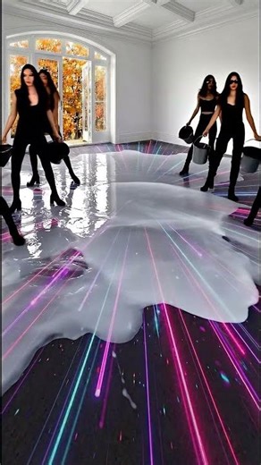 Futuristic Neon "Light Speed" Effect Epoxy Bedroom Floor