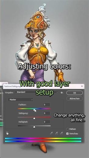 Quick color variations - Concept Art layer setup #drawing #characterdesign #digitalart #coloring