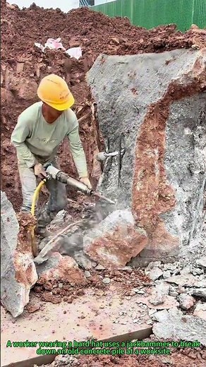 Construction Demolition: Breaking Down Old Piles With Jackhammer