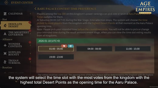 🥳Brand new KVK gameplay is now live! The treasures of the Desolate Desert await Governors to claim them! 🔥In the Desolate Desert, Governors must enter a brand new map and compete alongside up to 4 Kingdoms. Gather resources, engage in battles, and occupy buildings on the new map to earn points and become the ultimate victor! 🎉The event offers not just Empire Coins and Speed-ups as rewards, but also essential Mount training materials like Mount Whistles and Chalcedony too! Don't miss out. 📹Wa
