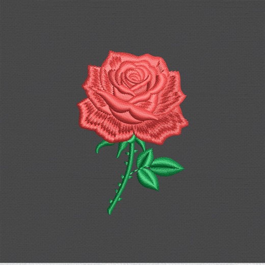 Red Rose Machine Embroidery Design, Valentine's Day Flower Pattern Pes Dst 9 Sizes - Etsy
