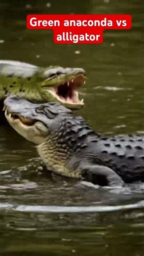 Green anaconda chasing alligator #shorts #viralshort