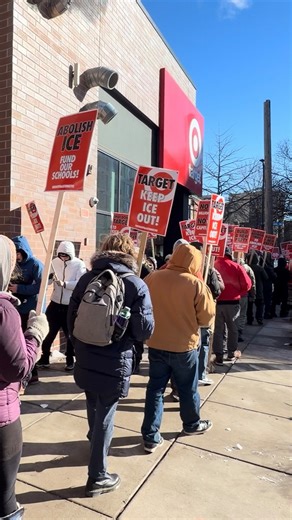 Anti-ICE protesters outside a Target store in Minneapolis this morning | BG On The Scene