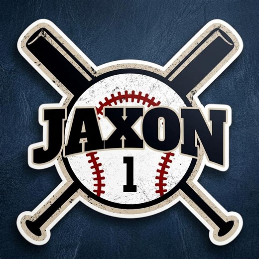 Custom Baseball Sticker with Name and Number - Personalized Baseball Bat Decal for Water Bottles and Laptops