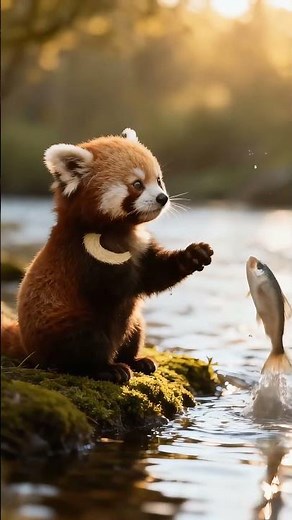 Futile Cuteness | Red Panda Tries to Catch a Fish