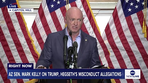 HAPPENING NOW: Arizona Sen. Mark Kelly holds a news conference to address what he calls President Trump and Secretary Hegseth's "effort to intimidate" him. https://abcnews.go.com/Politics/live-updates/trump-admin-live-updates/?id=127993391&entryId=128006318 | ABC News