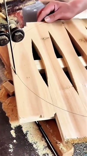 cutting wood using a special cutting tool following the existing lines#wood