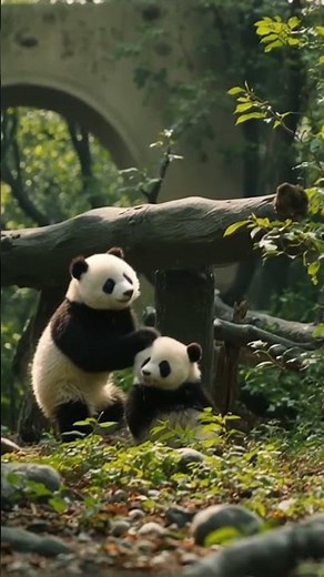 🐼 Cute Baby Pandas Playing in the Forest | Panda Cubs Funny Moments #panda #shorts #animals